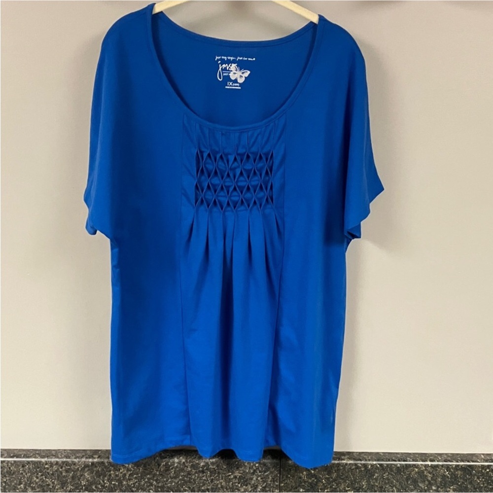 3/$15 ❤️ JMS royal blue smocked shirt 1x